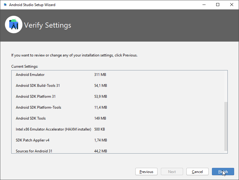 Verify settings