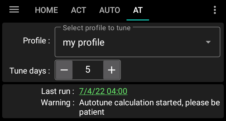 Autotune Run start