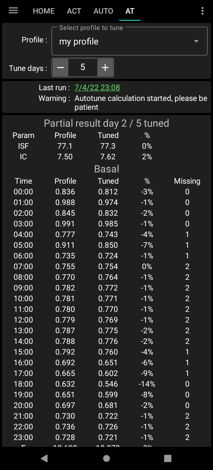 Autotune during run