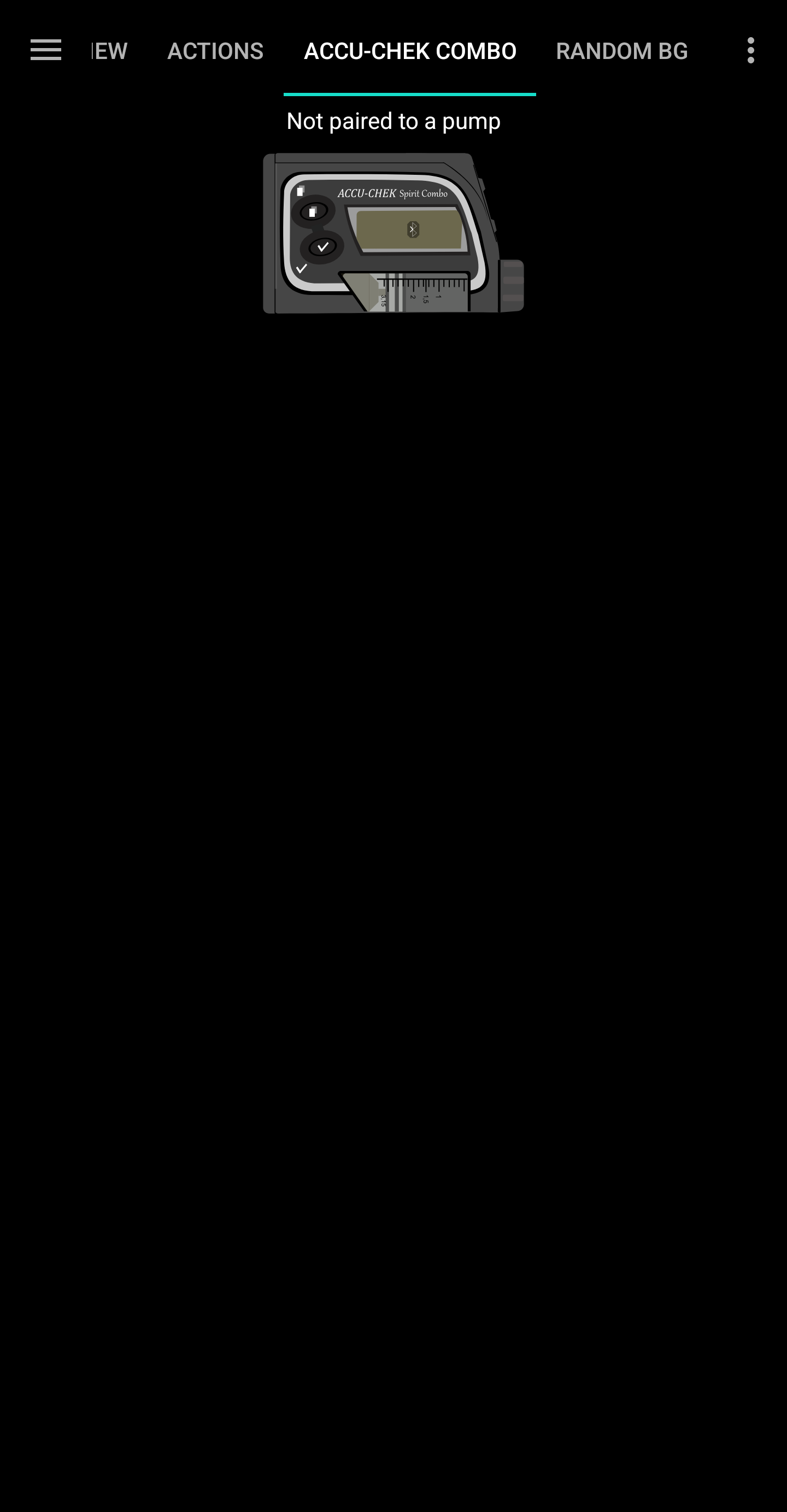 Screenshot of Accu-Chek Combo tab without pairing