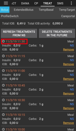 eCarbs in future in treatment tab